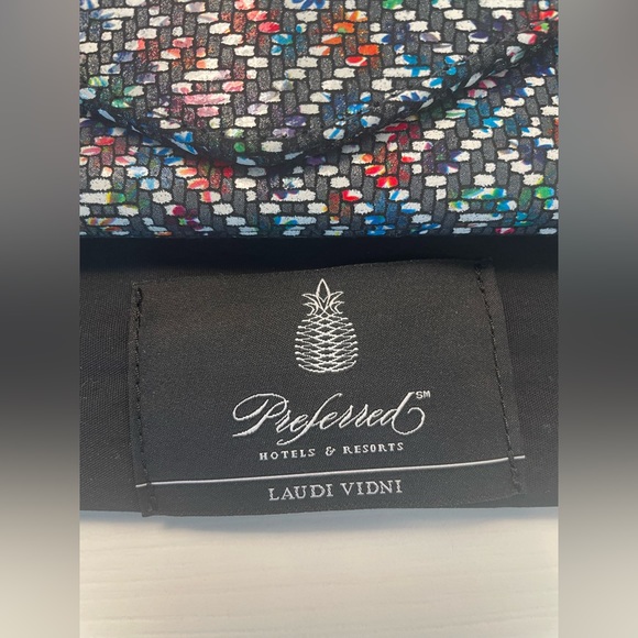New in dust bag: Laudi Vidni Multicolored Comodo Envelope Clutch, Silver Chain - Picture 2 of 7